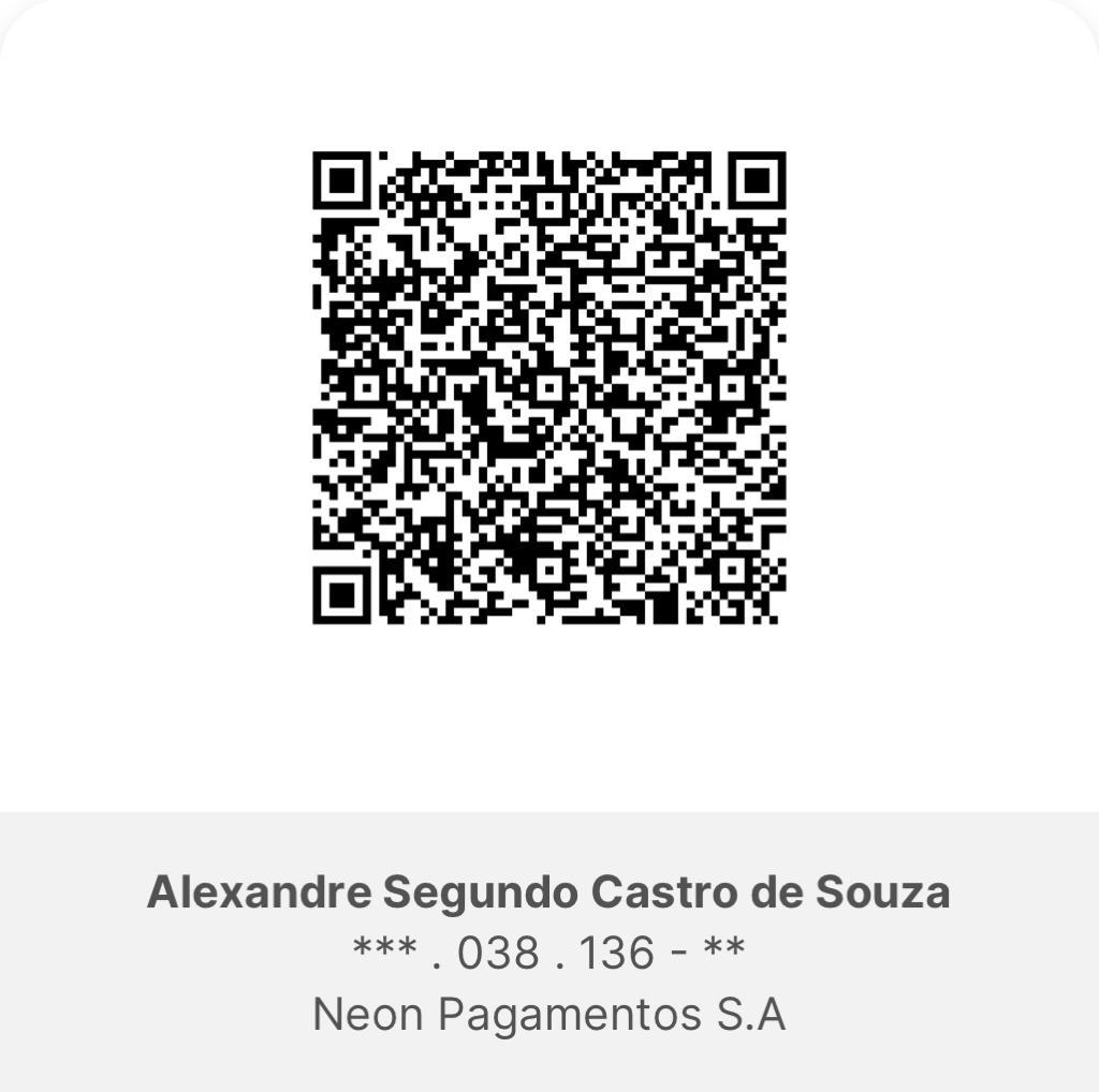 QR Code, pix para Alexandre Segundo Castro de Souza, banco Neon Pagamentos S.A